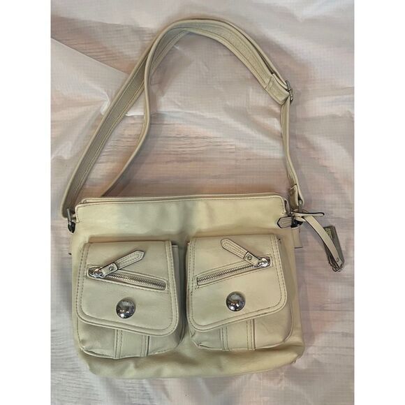 ROSETTI Cream Off White Soft Leather Purse Crossbody HandBag Adjustable Strap - Picture 1 of 12